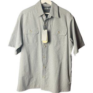 Solaris Men's Light Gray Cape Back Fishing Short Sleeve Button-Down Shirt Medium